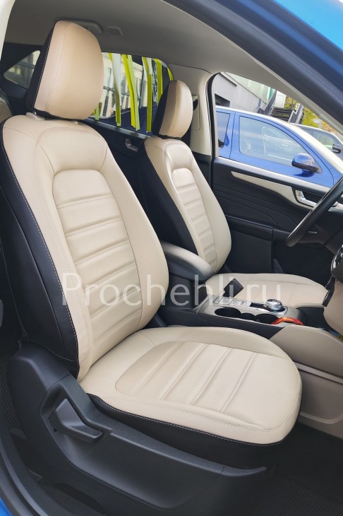 Каркасный чехлы Ford Escape 4 из черной и бежевой экокожи №4.