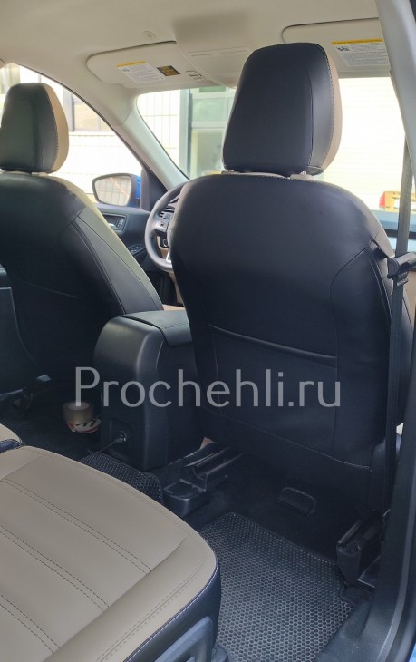Каркасный чехлы Ford Escape 4 из черной и бежевой экокожи №3.