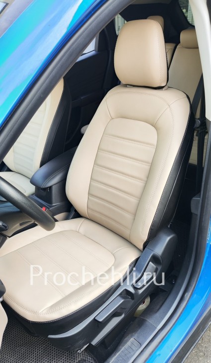 Каркасный чехлы Ford Escape 4 из черной и бежевой экокожи №9.